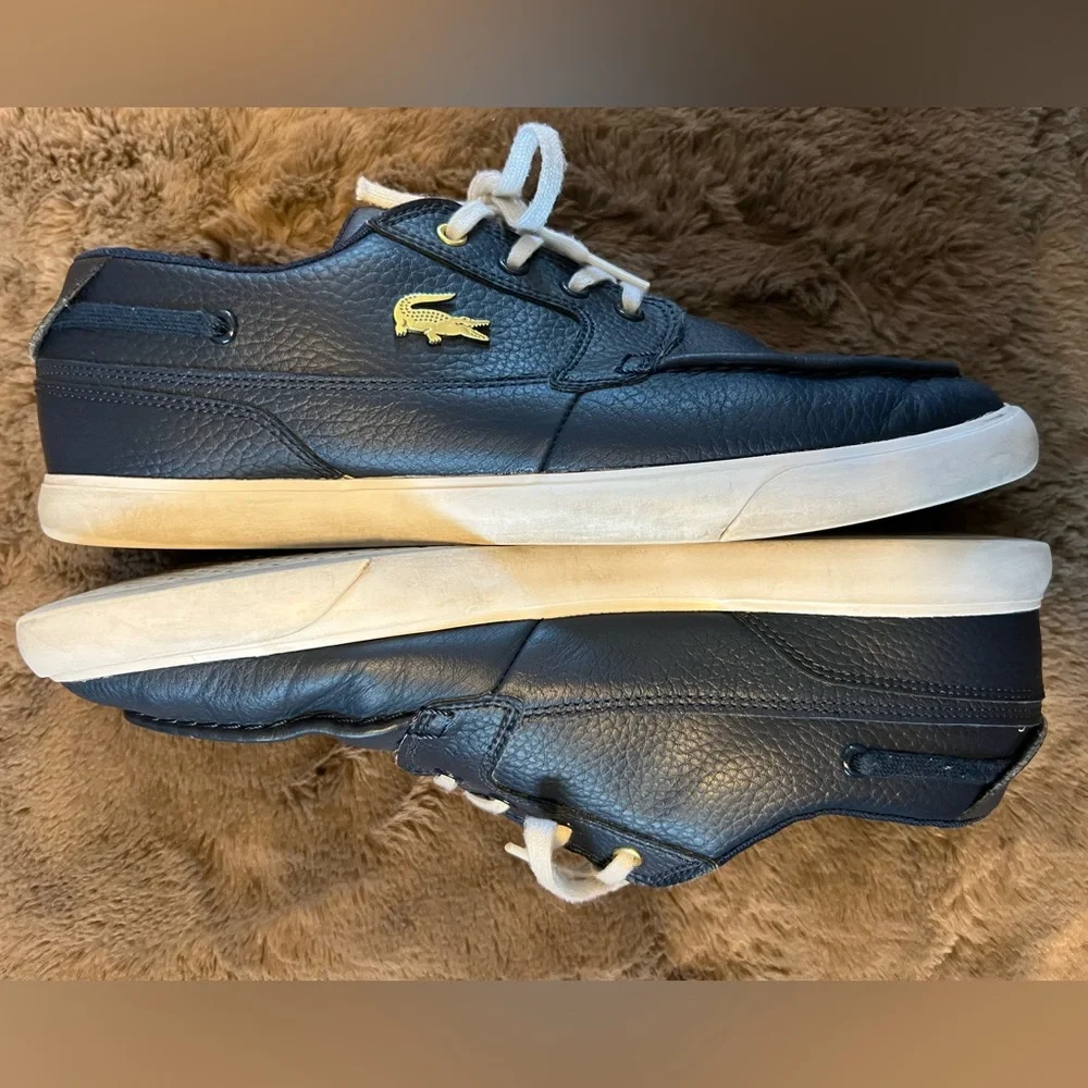 Lacoste Men's Navy Leather Shoes Size 10.5
